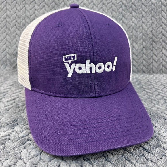 Hey Yahoo! Logo Unisex Purple Legacy Trucker Hat Snapback Mesh Cap OSFA